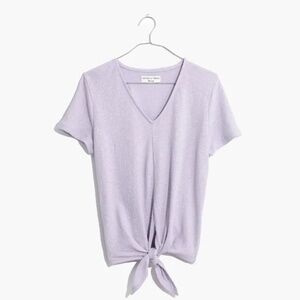Madewell Short Sleeve Tie-Front Top - Soft Lavender 100% Cotton